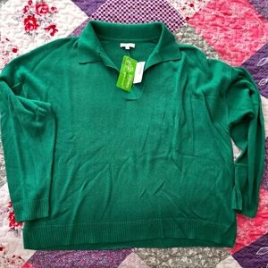 Reitmans, 2x V-Neck, Green Sweater